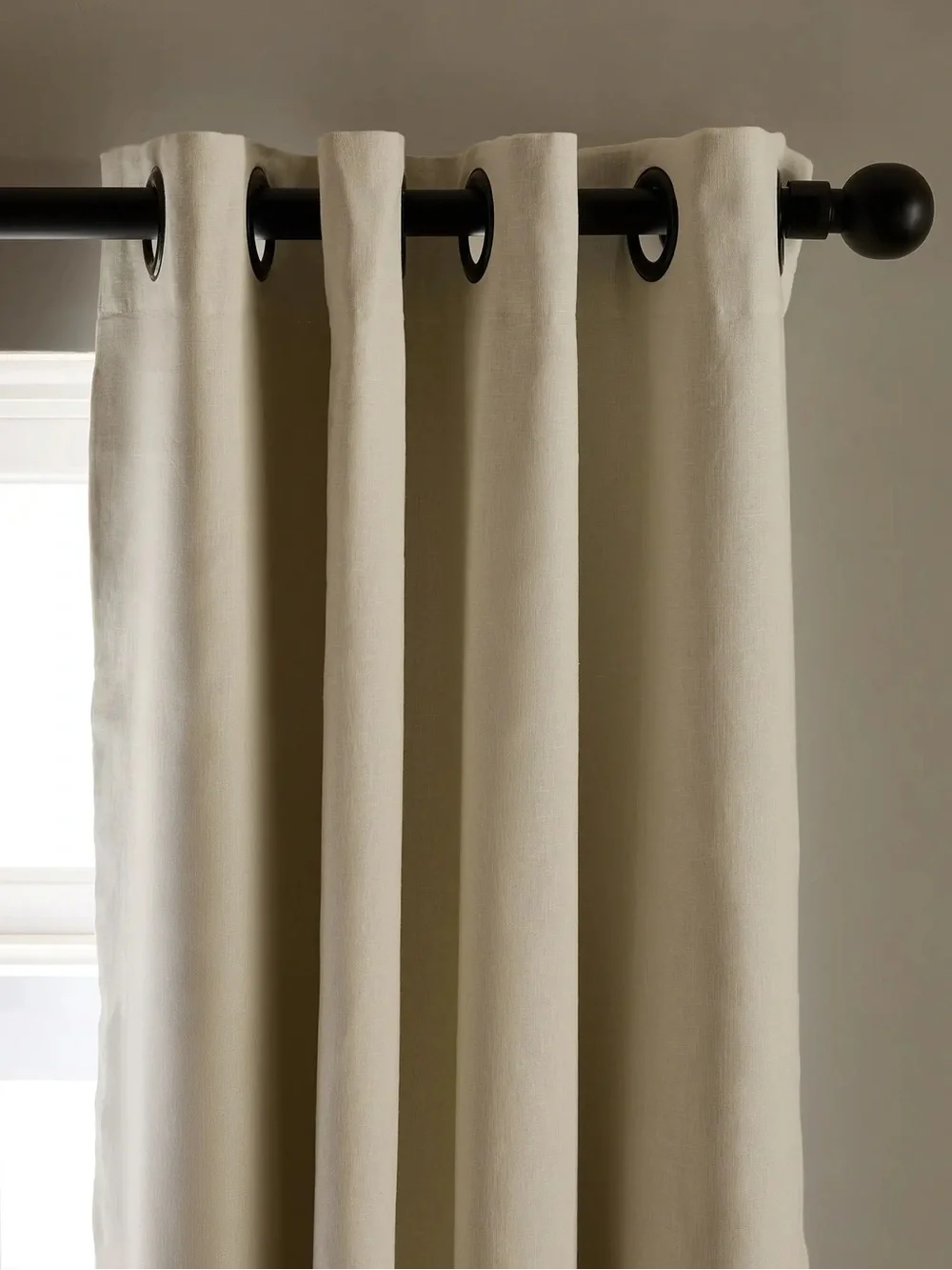 Quince European Blackout Linen Curtain Panel with Grommets in Ivory 48x108